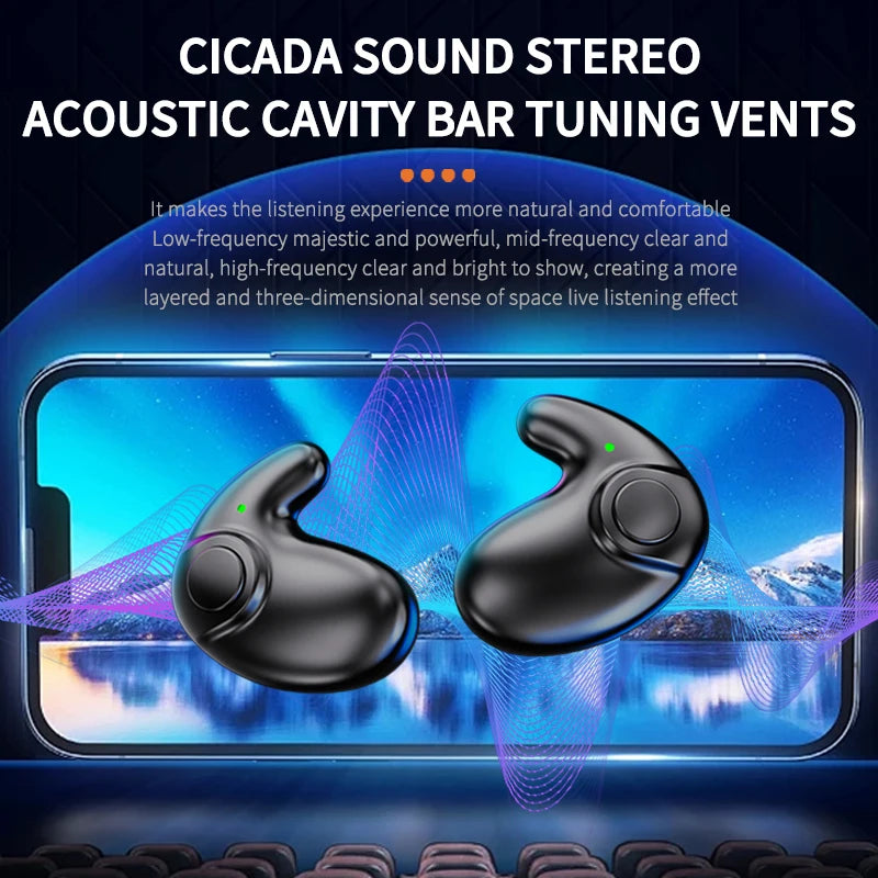 Wireless Bluetooth 5.3 Sleep & Sport Earbuds Waterproof Noise Cancelling Mini Headphones