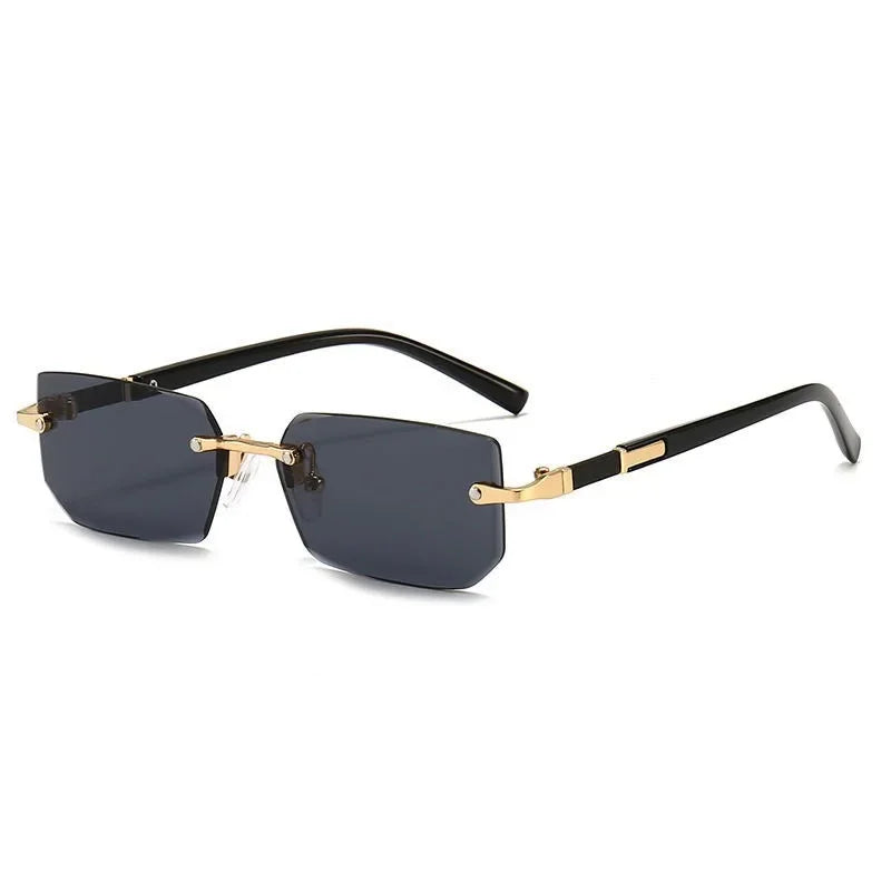 Rectangle Rimless Sunglasses Women Men - Small Square Trendy Shades UV400