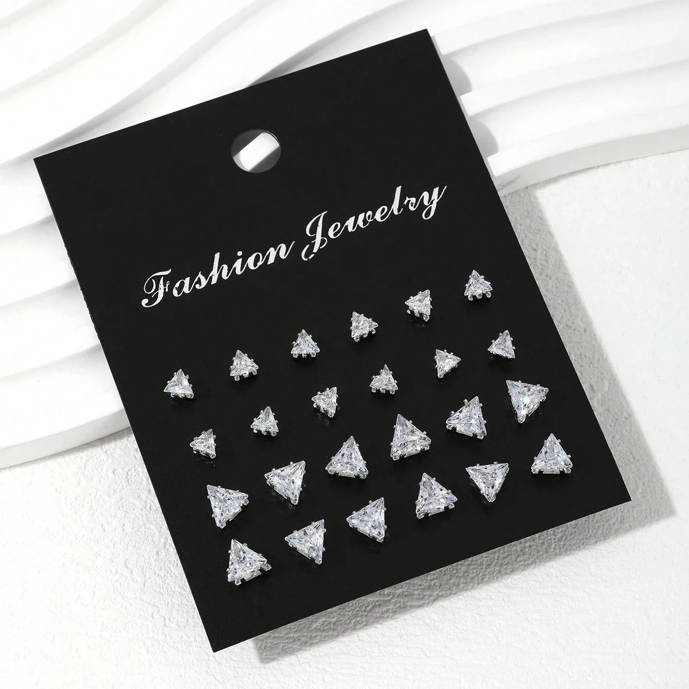12-Pair Luxurious Shiny Zirconia Stud Earrings Set for Women