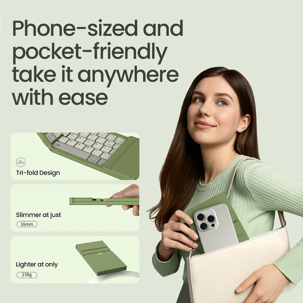 NILLKIN Foldable Bluetooth Keyboard with Touchpad - Rechargeable Wireless for iOS Android Windows