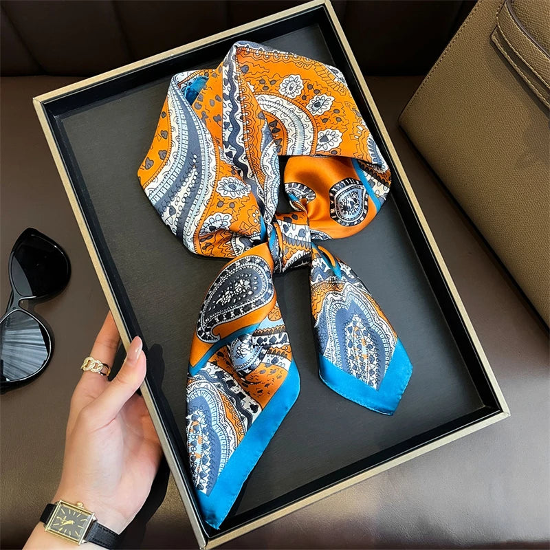 Bohemian Luxury Silk Square Scarf for Women Designer Print Shawl & Versatile Wrap