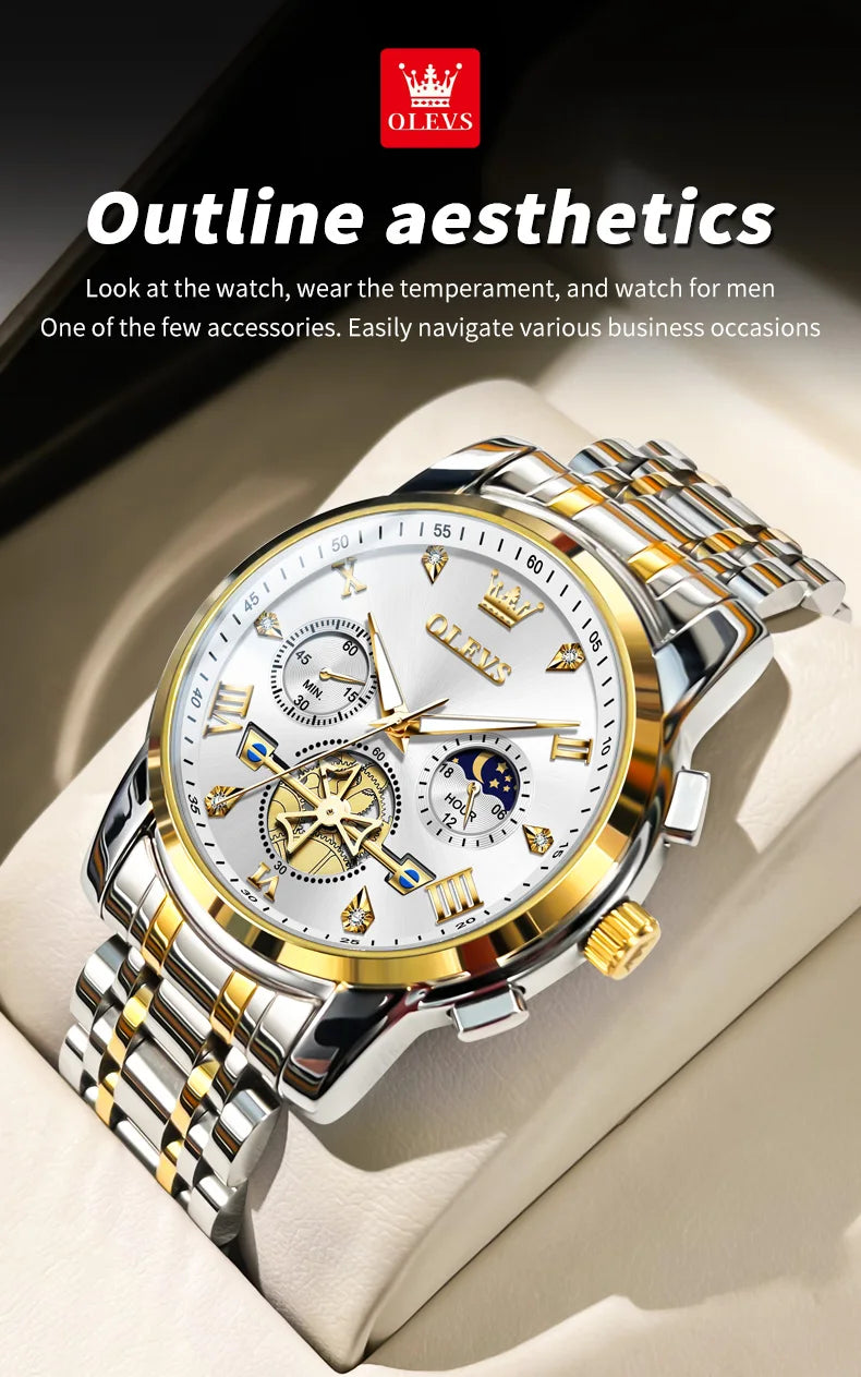 OLEVS Men's Classic Multifunctional Flywheel Automatic Watch -elegant & Precise