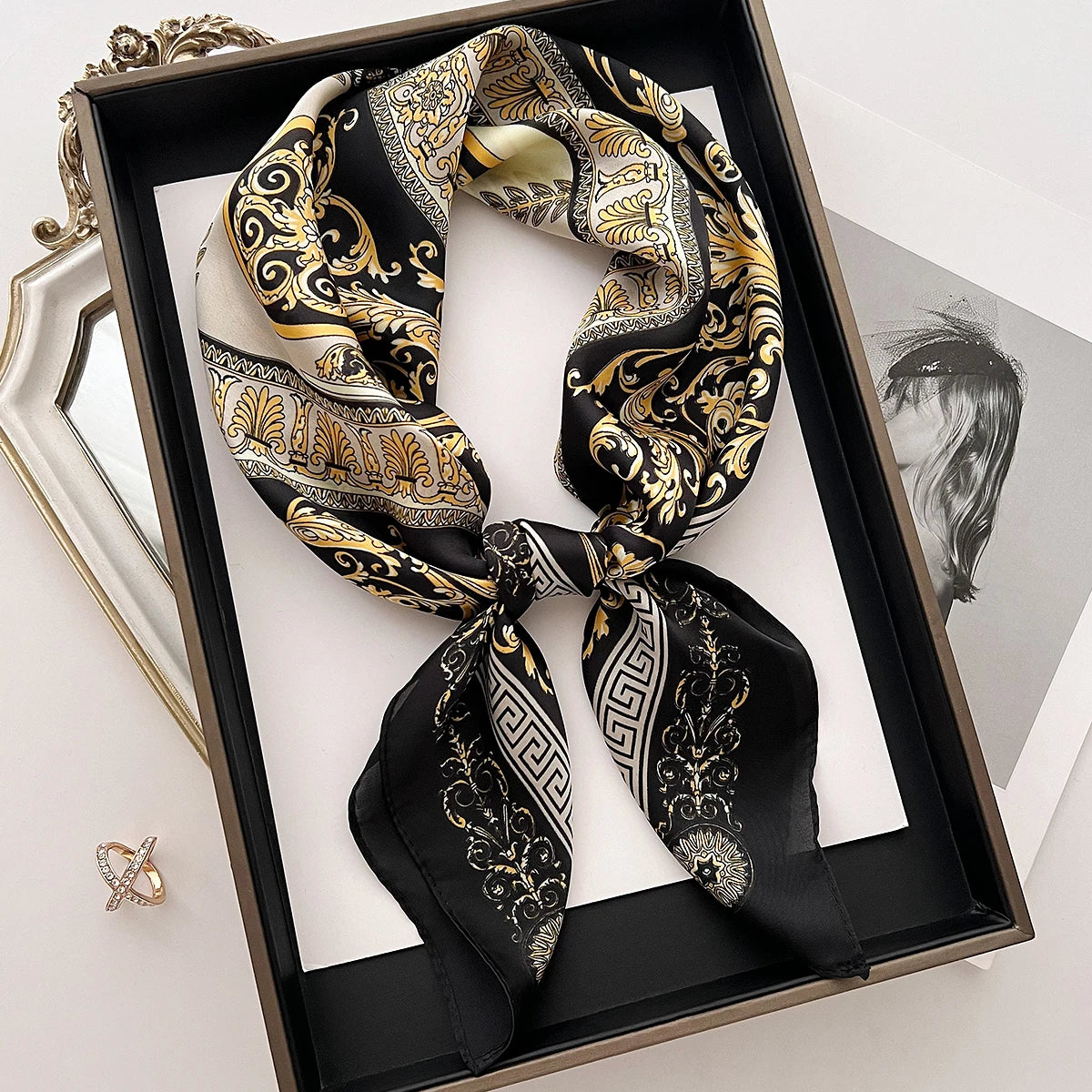Luxury Silk Feeling Neckerchief for Women Designer Style Neck Wrap & Hair Accessory