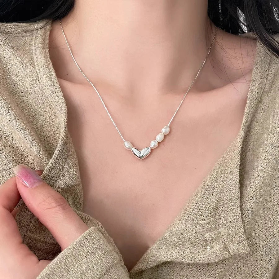 925 Sterling Silver Necklace Heart Pendant Love Adjustable Choker Elegant for Women Girl Jewelry Gift Dropshipping Wholesale