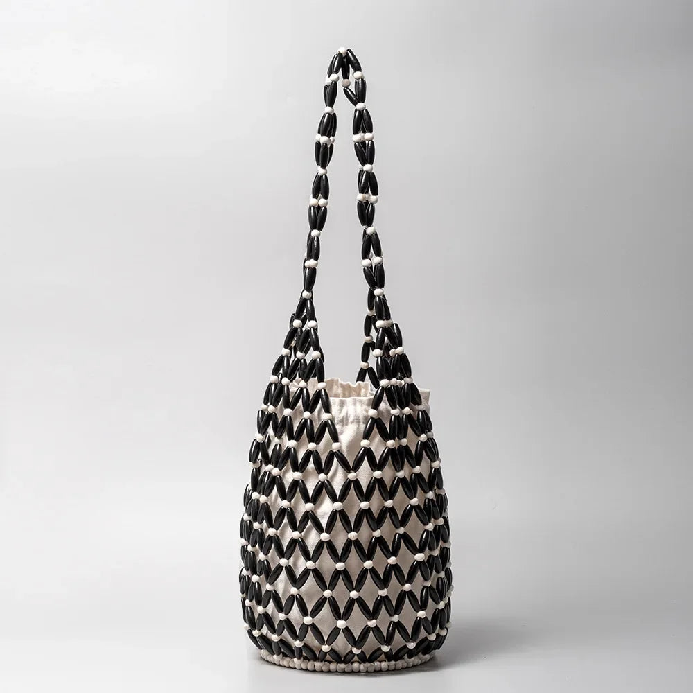 Women's Woven Bucket Bag- Hollow Out Beach Tote Shoulder Handbag