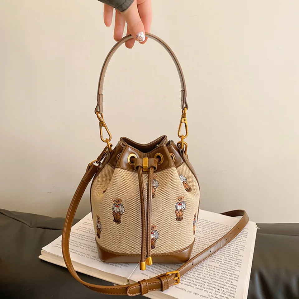 Luxury Drawstring Bucket Bag Large Capacity Women's Crossbody Shoulder Bag