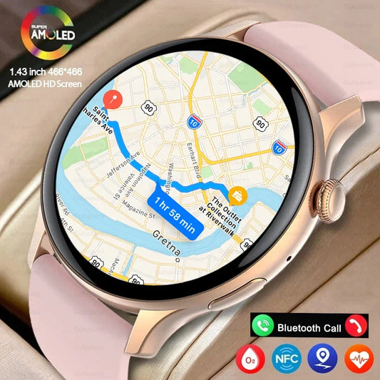 2024 True AMOLED Smart Watch Ladies Screen Always Show Time 466*466 HD Health Tracker Voice Calling Smartwatch Women For Xiaomi