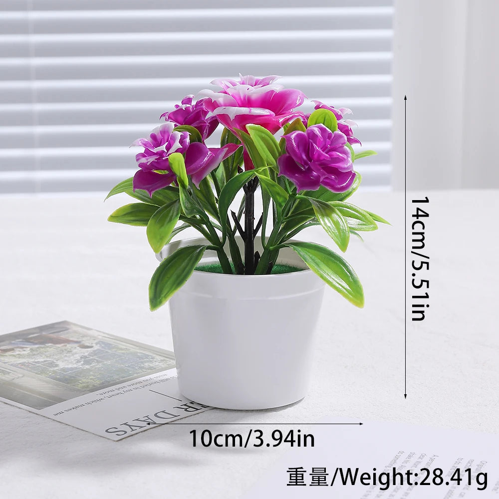 Artificial Bonsai with Faux Flowers Potted Fake Plant for Home, Wadding & Housewarmings Decor