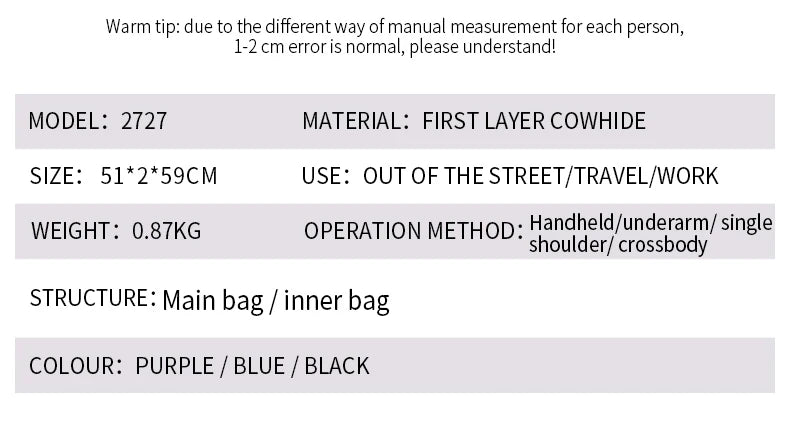 Women's Genuine Leather Chain Bag - Large Capacity Cowhide Shoulder Bag