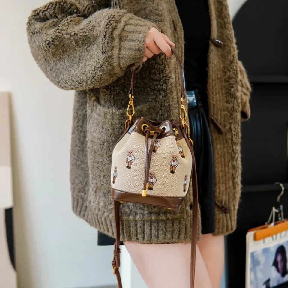 Luxury Drawstring Bucket Bag Large Capacity Women's Crossbody Shoulder Bag