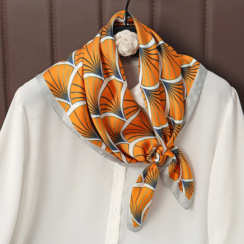 Luxury Print Satin Silk Square Scarf for Women Hijab Shawl & Elegant Wrap Accessory