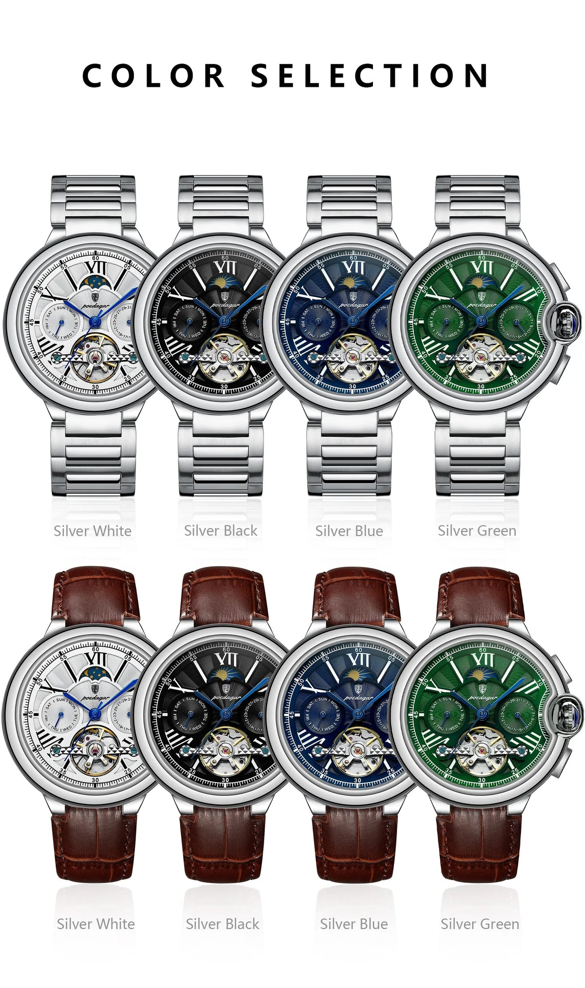 POEDAGAR 1413 Men's Automatic Watch with Day & Date Display