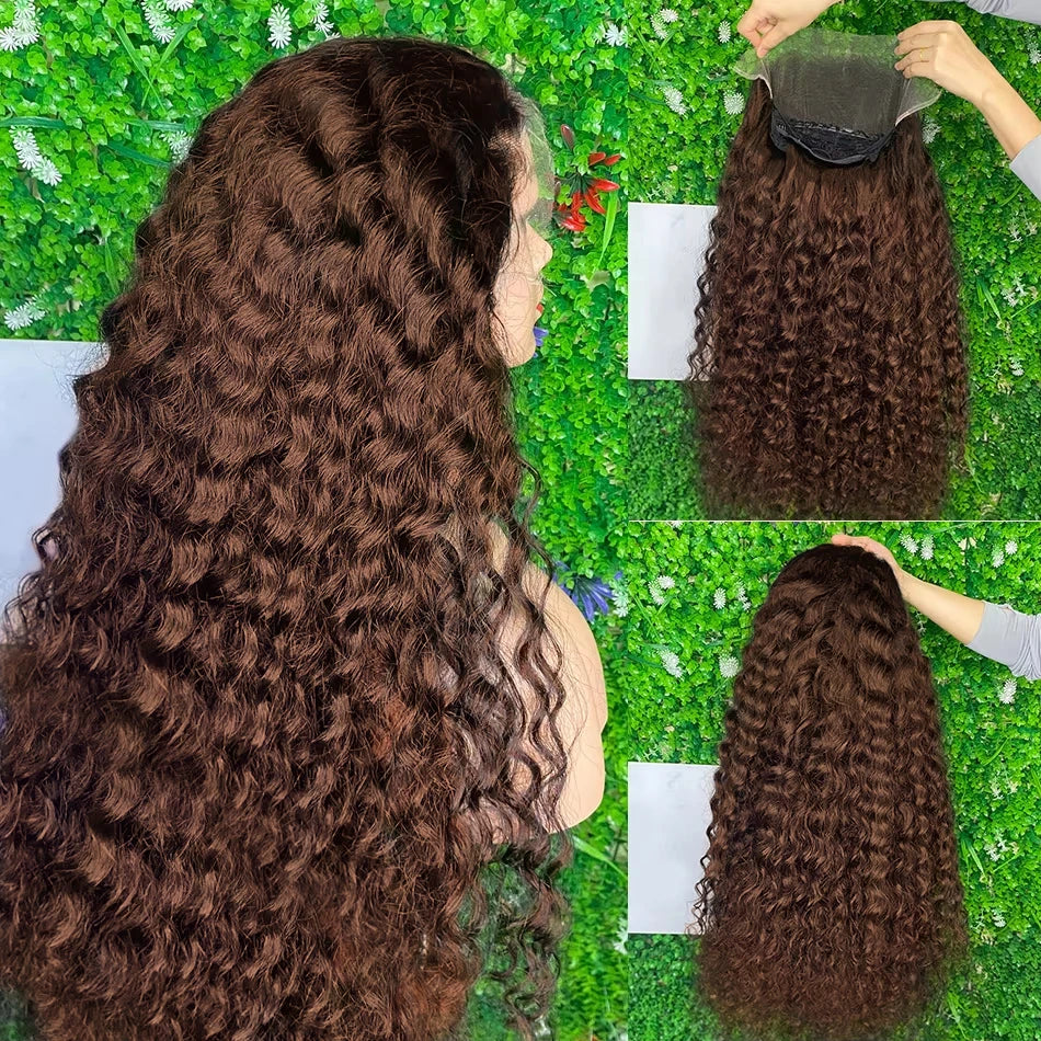 Chocolate Brown Deep Wave Lace Front Wig- 13x6 Frontal & 4x4 Closure 20-40 Inch
