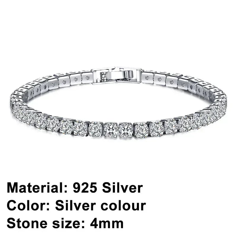 925 Sterling Silver Hip-Hop Tennis Bracelet | High Quality Luxury Unisex Jewelry