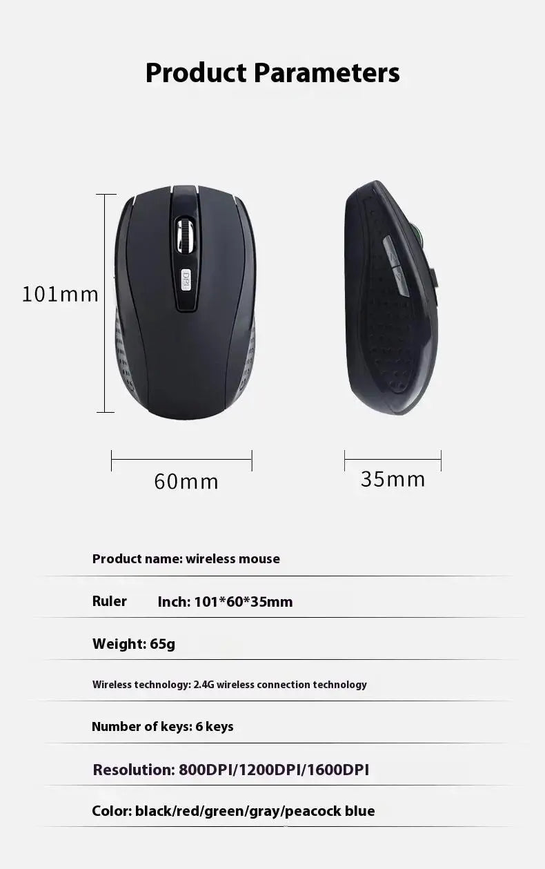 2.4G Wireless Mouse - Silent Portable Rechargeable Ergonomic Computer Mouse