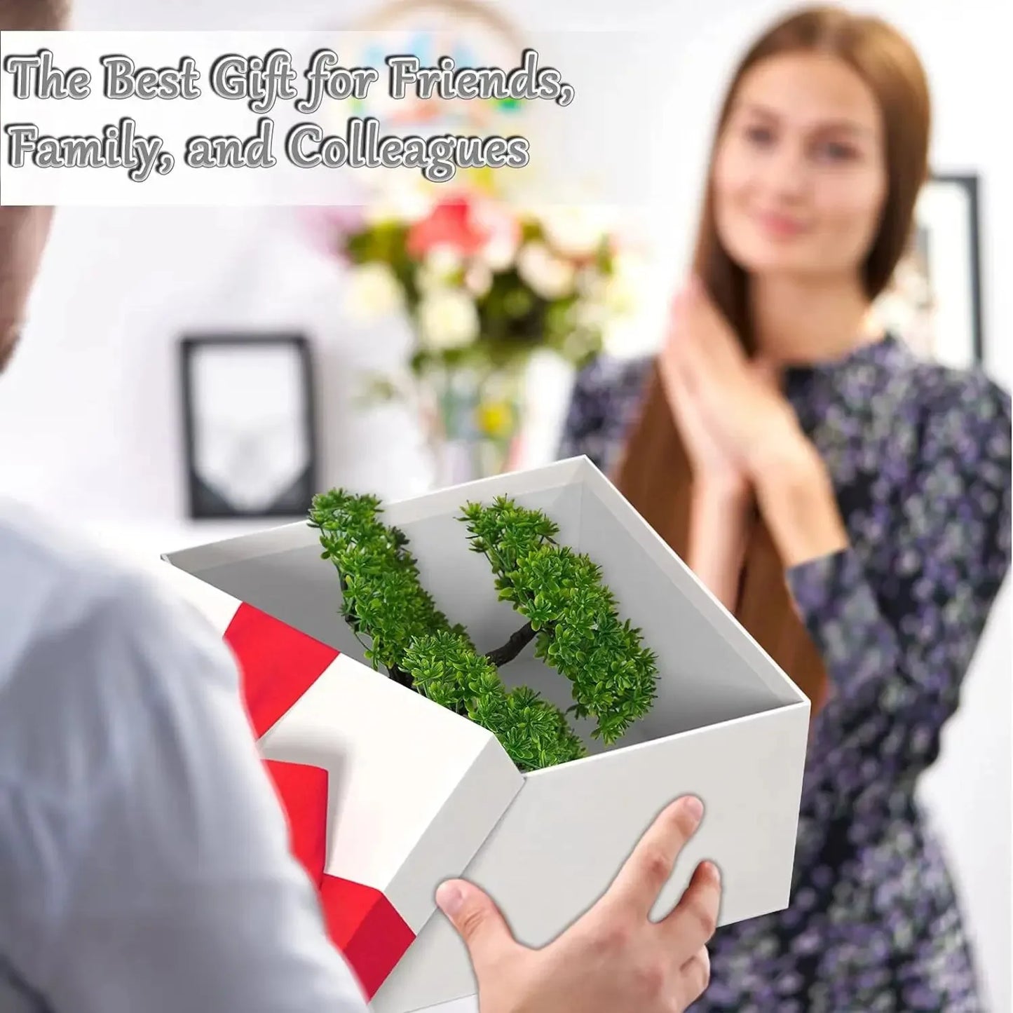 Artificial Bonsai with Faux Flowers Potted Fake Plant for Home, Wadding & Housewarmings Decor
