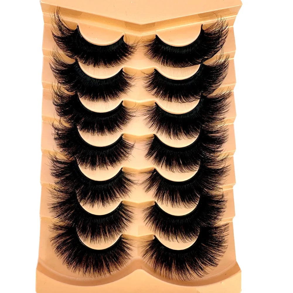 7 Pairs 3D Mink Full False Eyelashes Thick Dramatic Faux Lashes Wholesale Full Set