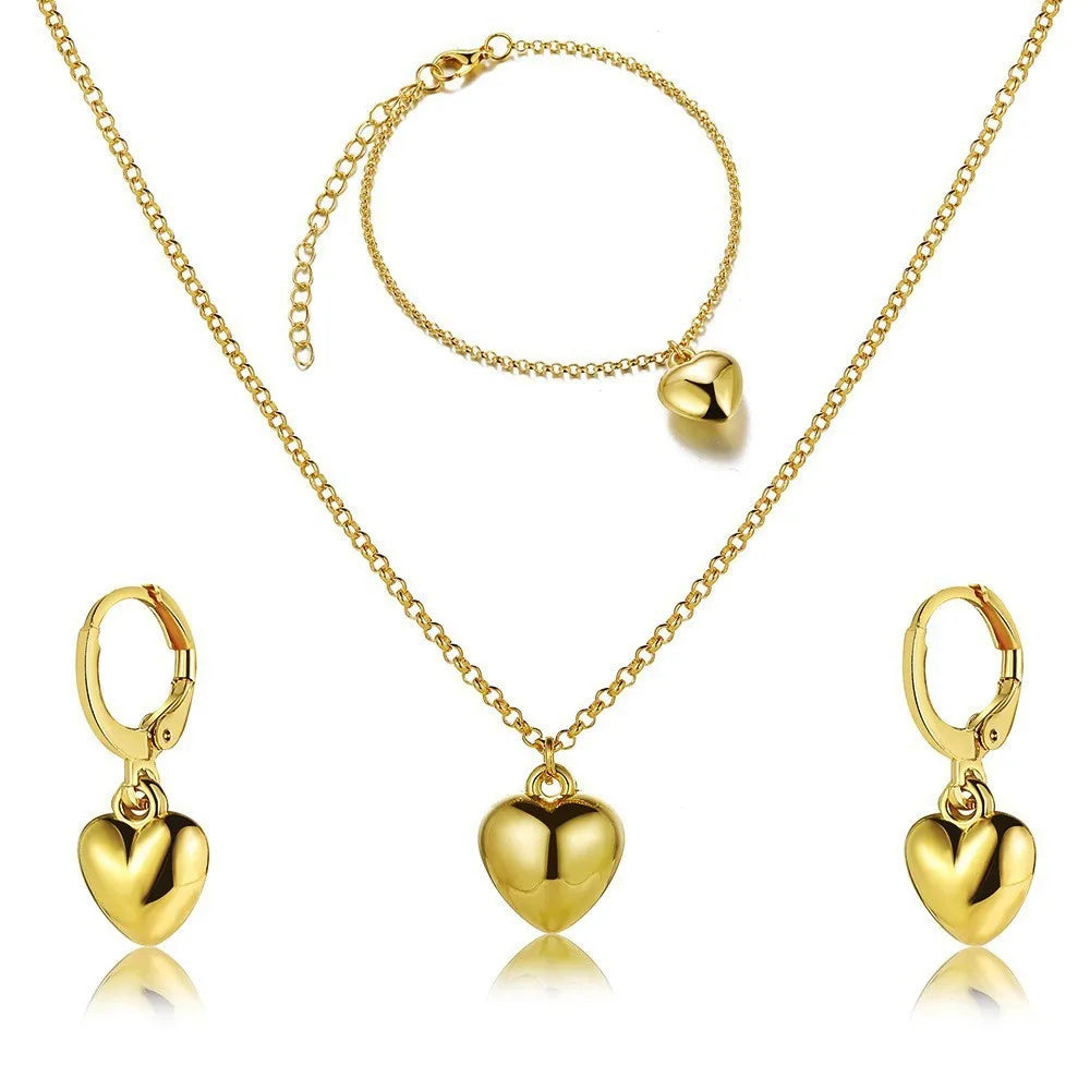 Pearl Pendant Necklace Set for Women - 3 Pcs Rhinestone Earring & Necklace Jewelry Gift Set