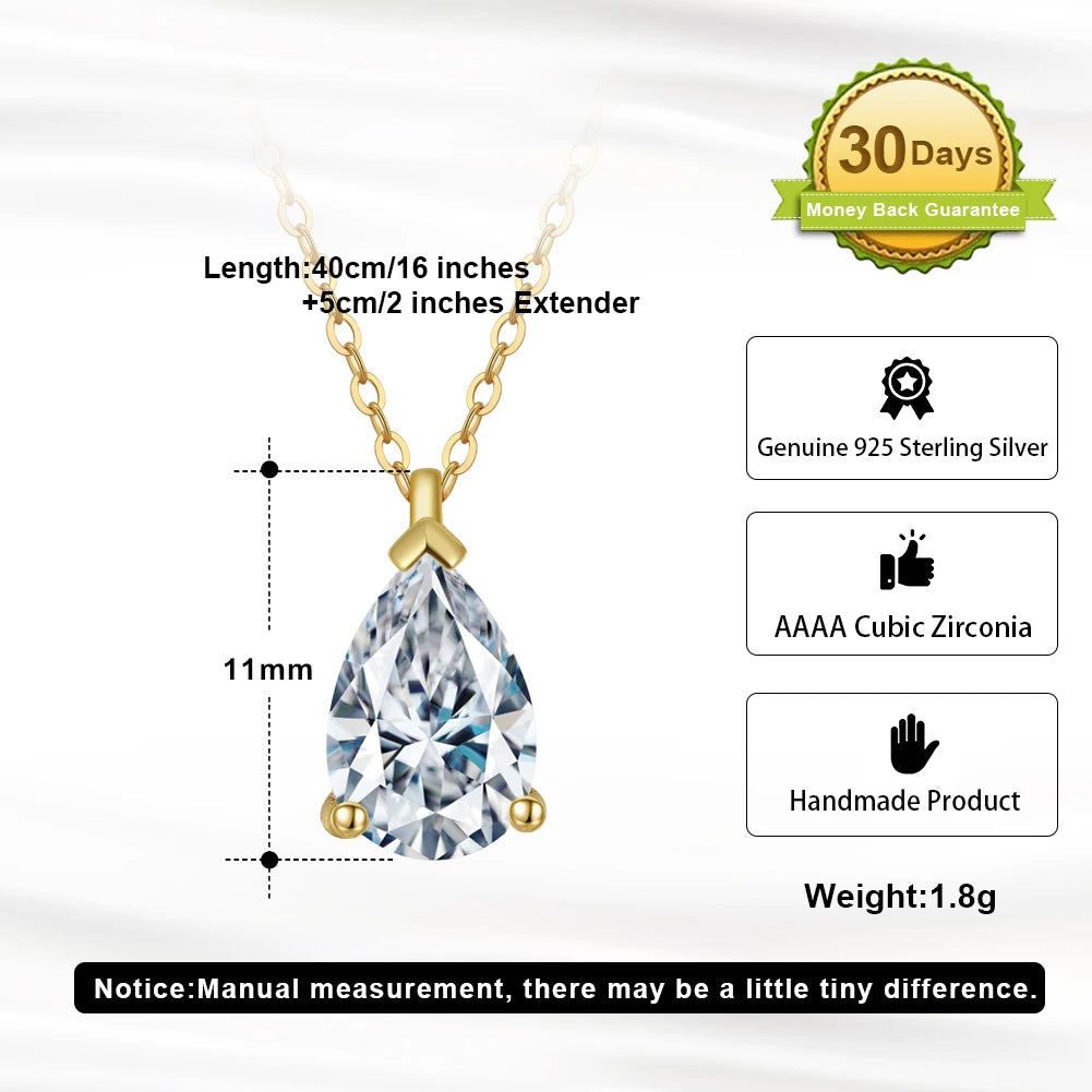 925 Sterling Silver Princess Cut Solitaire Necklace Cubic Zirconia Pendant