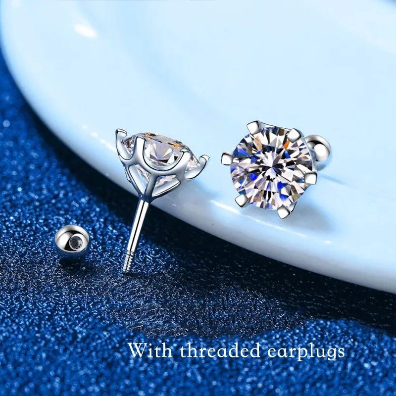 Moissanite Stud Earring - D Color 925 Sterling Silver for Women