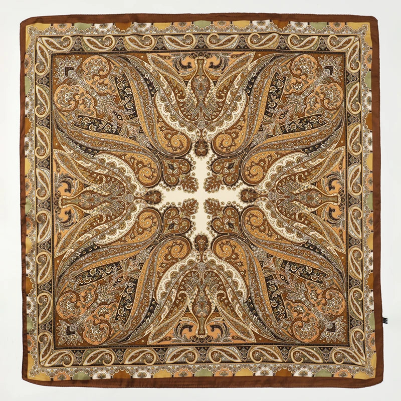 Bohemian Luxury Silk Square Scarf for Women Designer Print Shawl & Versatile Wrap