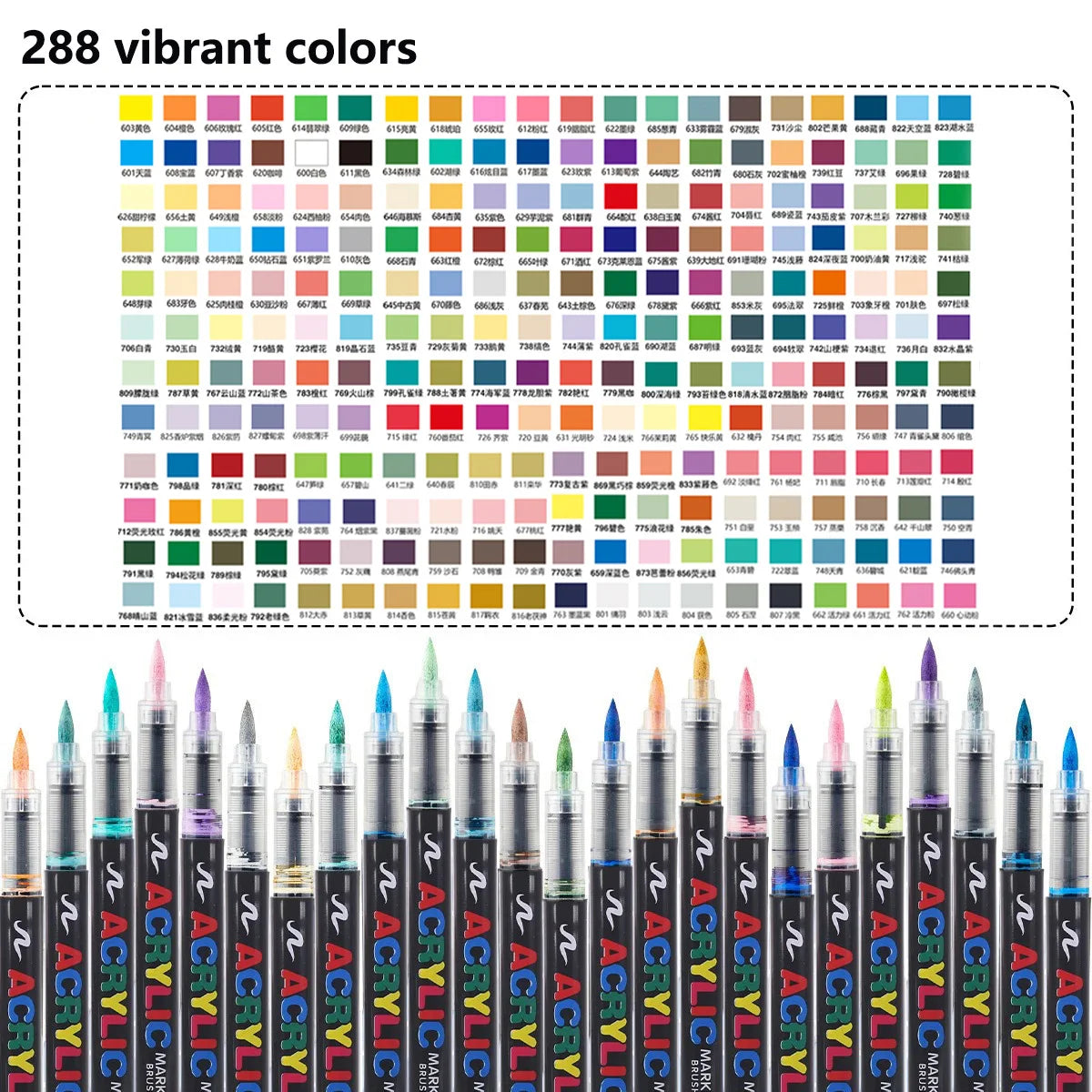 12-366 Colors Acrylic Set- Waterproof Art Brush Pens for Drawing