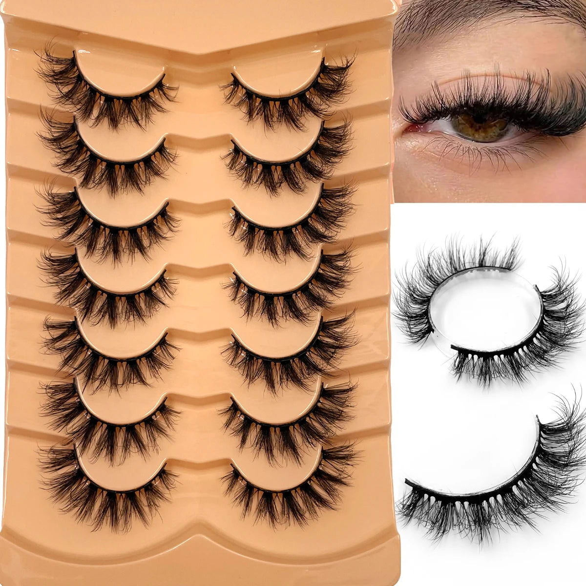 7 Pairs 3D Mink Full False Eyelashes Thick Dramatic Faux Lashes Wholesale Full Set