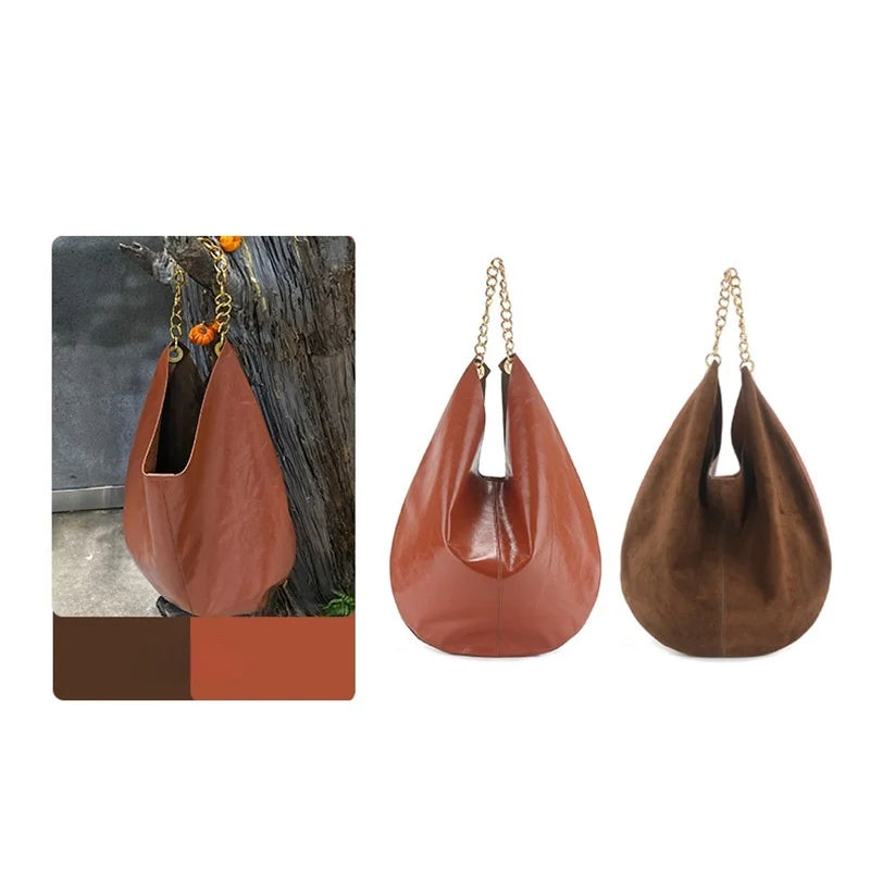 Women's Genuine Leather Chain Bag - Large Capacity Cowhide Shoulder Bag