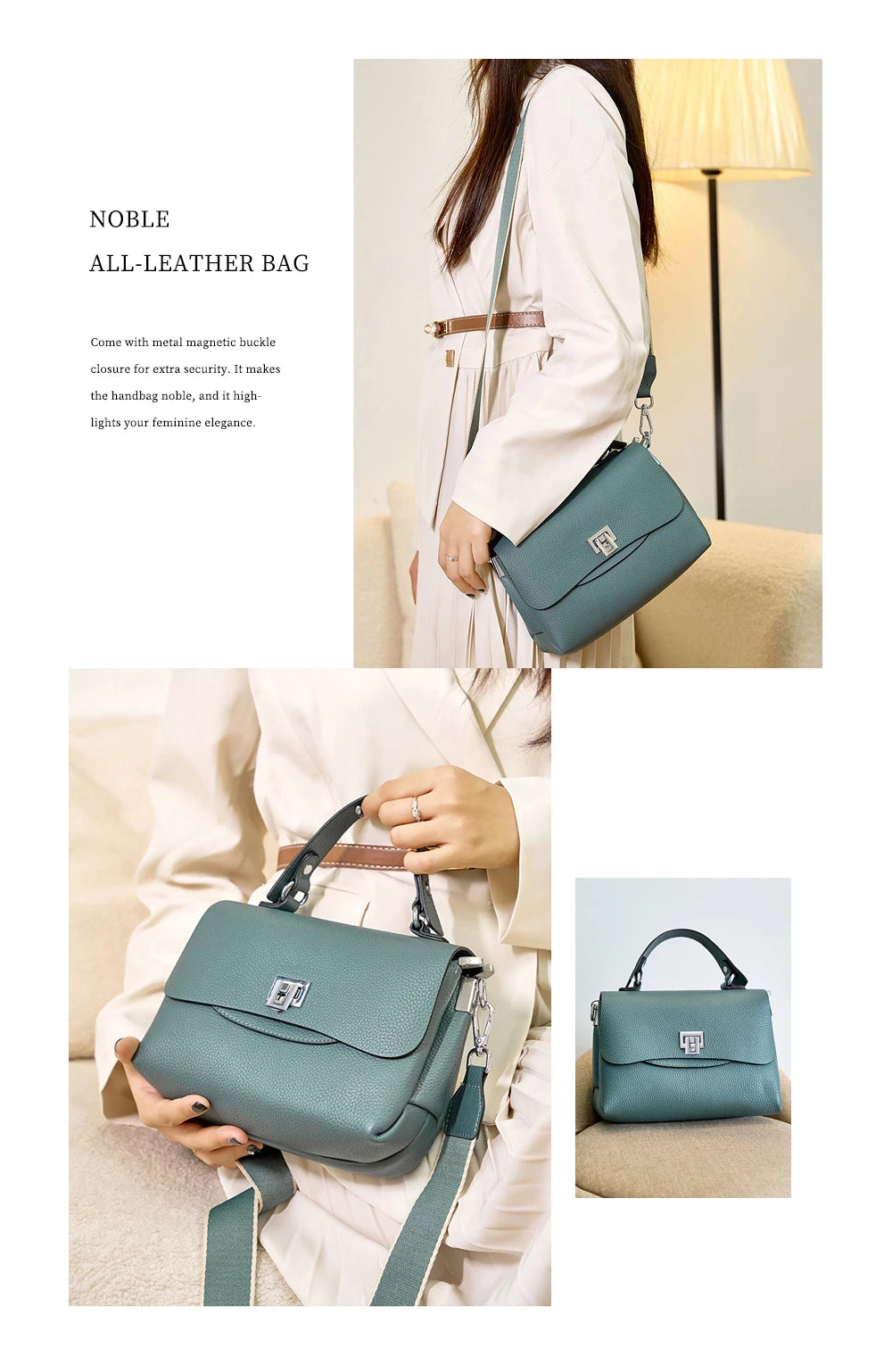 Women's Genuine Leather Top - Handle Envelop Bag - Luxury Crossbody Handbag