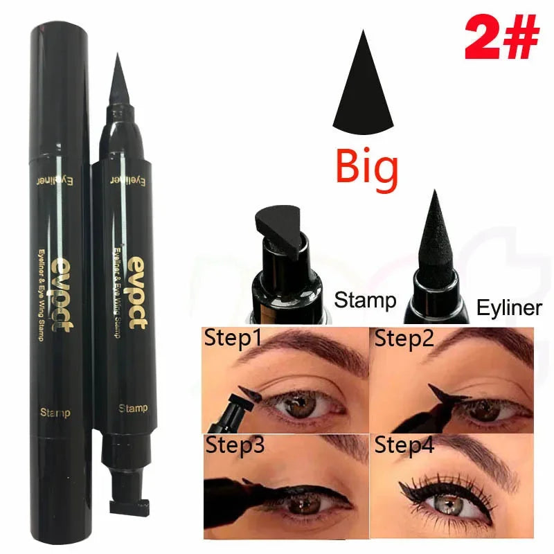 2 In1 Liquid Glitter Eyeliner Stamp Thin Seal Makeup Black Red Green Fast Dry Eye Liner Pencil 7 Color Blue Brown Smoky Eyes