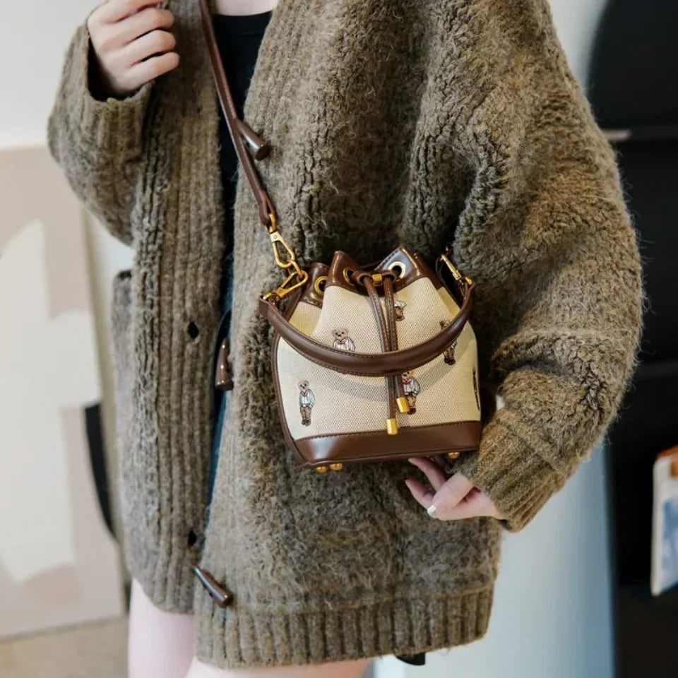 Luxury Drawstring Bucket Bag Large Capacity Women's Crossbody Shoulder Bag
