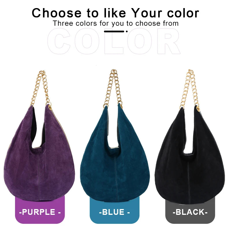 Women's Genuine Leather Chain Bag - Large Capacity Cowhide Shoulder Bag