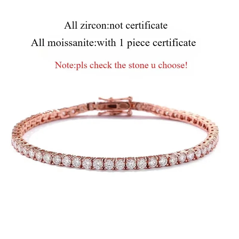 Smyoue 18k Gold Plated Moissanite Tennis Bracelet 925 Sterling Silver 3/4/5mm Women & Men