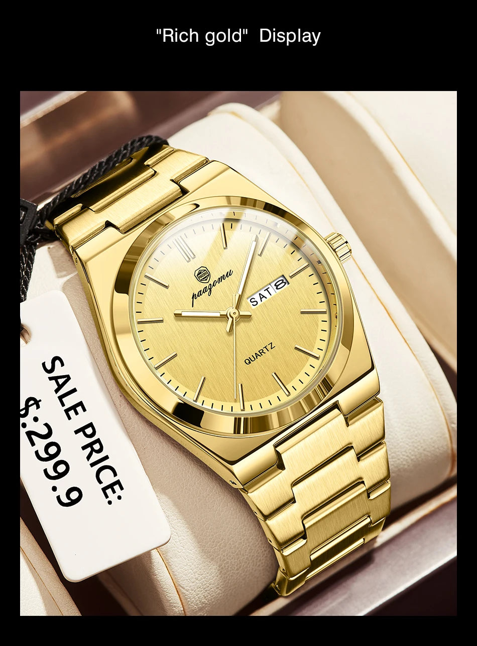 PAAZOMU Luxury Quartz Men's Watch Sport Waterproof Wristwatch