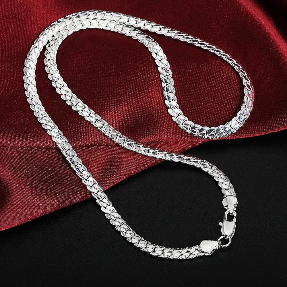 925 Sterling Silver Luxury 6mm Chain Necklace 20-60 Women & Men