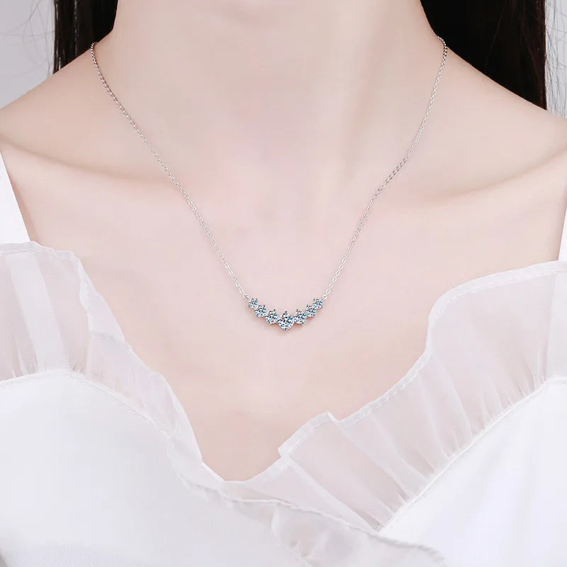Moissanite Diamond Necklace 925 Sterling Silver 18K white Gold-Plated Wedding Fine Jewelry with Certificate