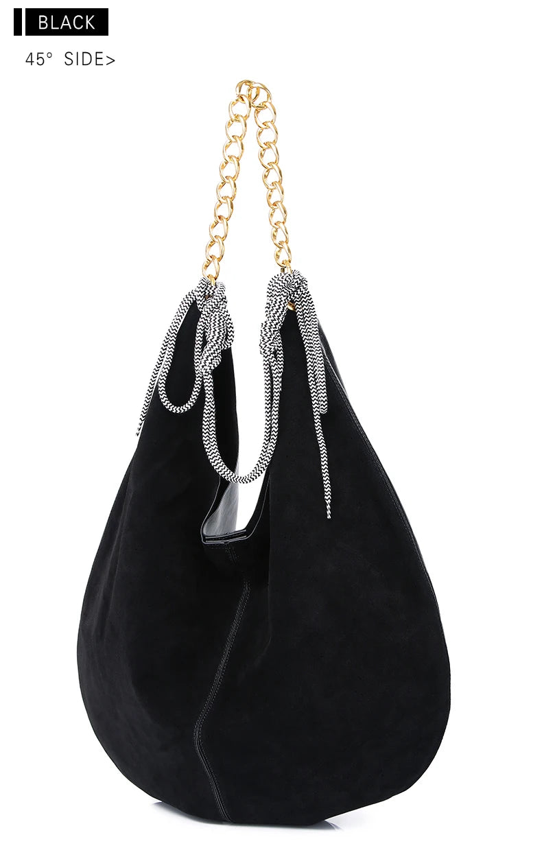 Women's Genuine Leather Chain Bag - Large Capacity Cowhide Shoulder Bag