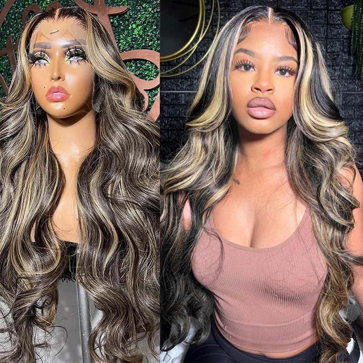 Body Wave Highlight Wig-13x4 Lace from Ombre Blonde Human Hair Wig