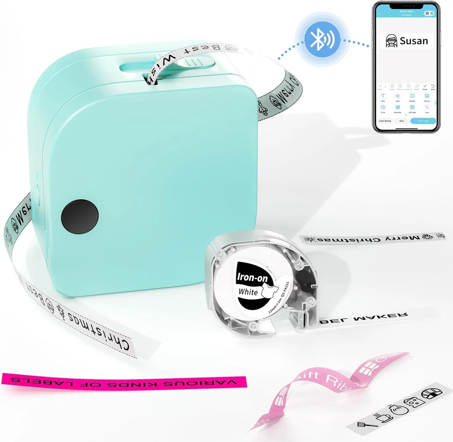 P12 Mini Bluetooth Labe Maker- Portable Sticker Printer with Multiple Templates