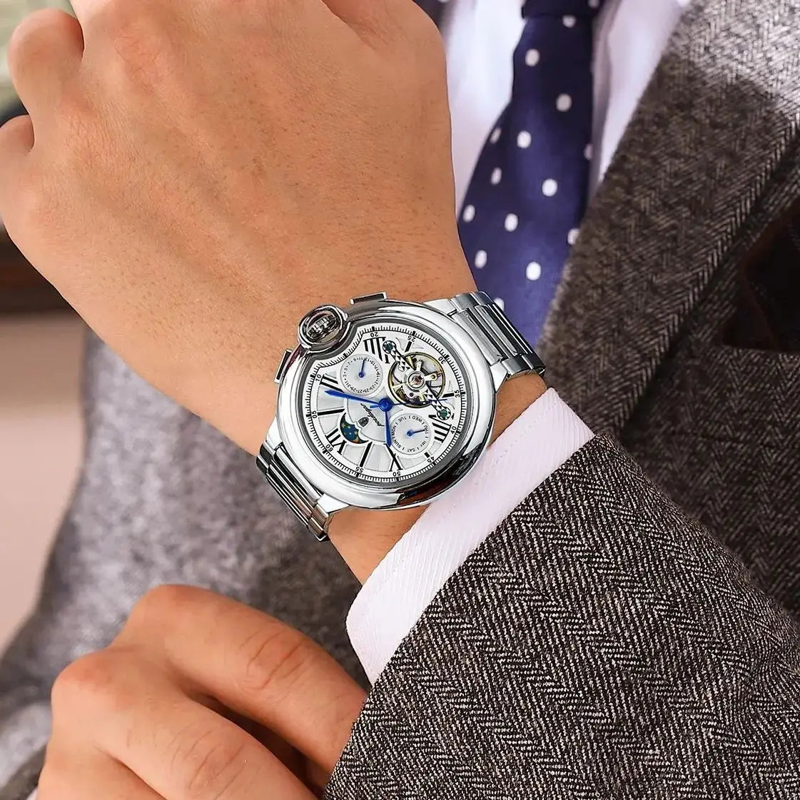 POEDAGAR 1413 Men's Automatic Watch with Day & Date Display