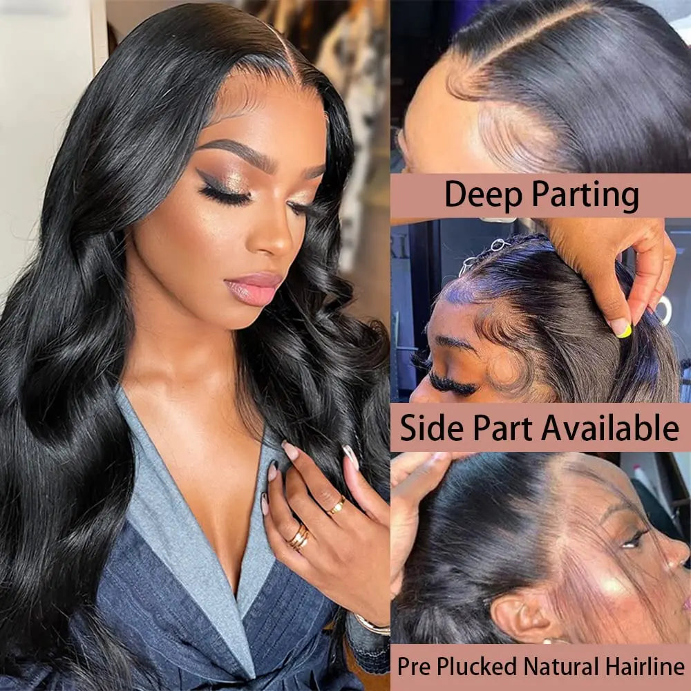 13x4 Transparent Lace Front Wig Front Wig Body Wave Human Hair Pre- Plucked Glueless for Women