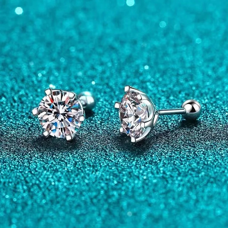 Moissanite Stud Earring - D Color 925 Sterling Silver for Women