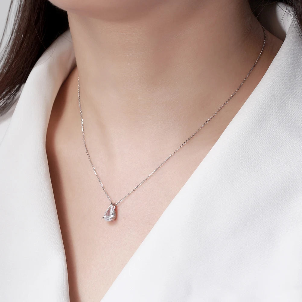 925 Sterling Silver Princess Cut Solitaire Necklace Cubic Zirconia Pendant