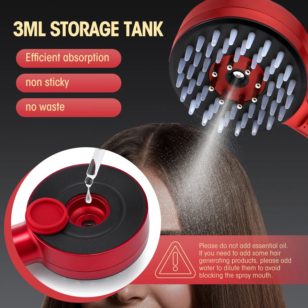 EMS Electric Massage Comb Massage Scalp Hair Growth Red Blue Light Nourish Scalp