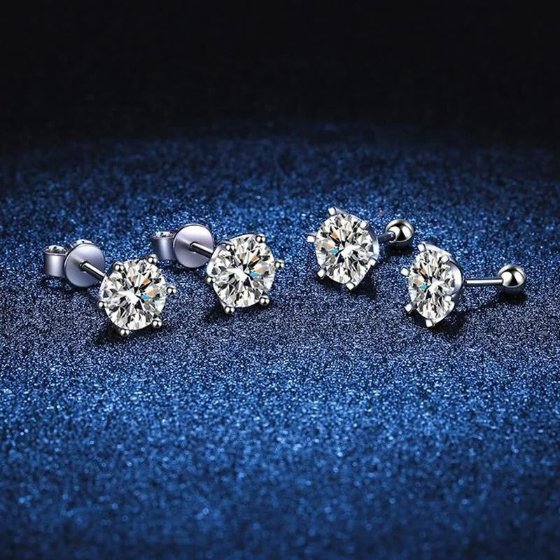 Moissanite Stud Earring - D Color 925 Sterling Silver for Women