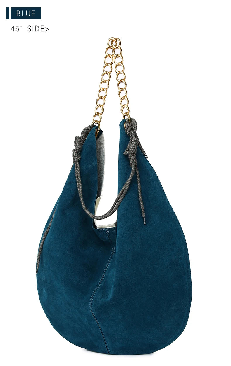 Women's Genuine Leather Chain Bag - Large Capacity Cowhide Shoulder Bag