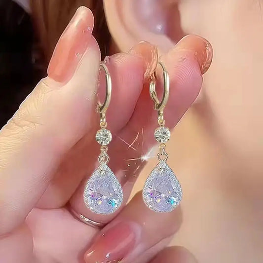 Korean Fashion Zircon Water Drop Earring