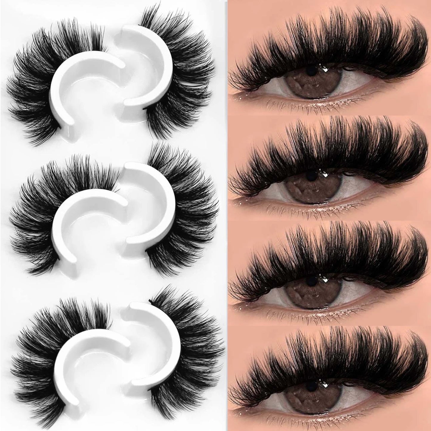 Velrinay 3D Mark Lashes soft Natural False Eyelashes Faux Mink Eyelash Extension
