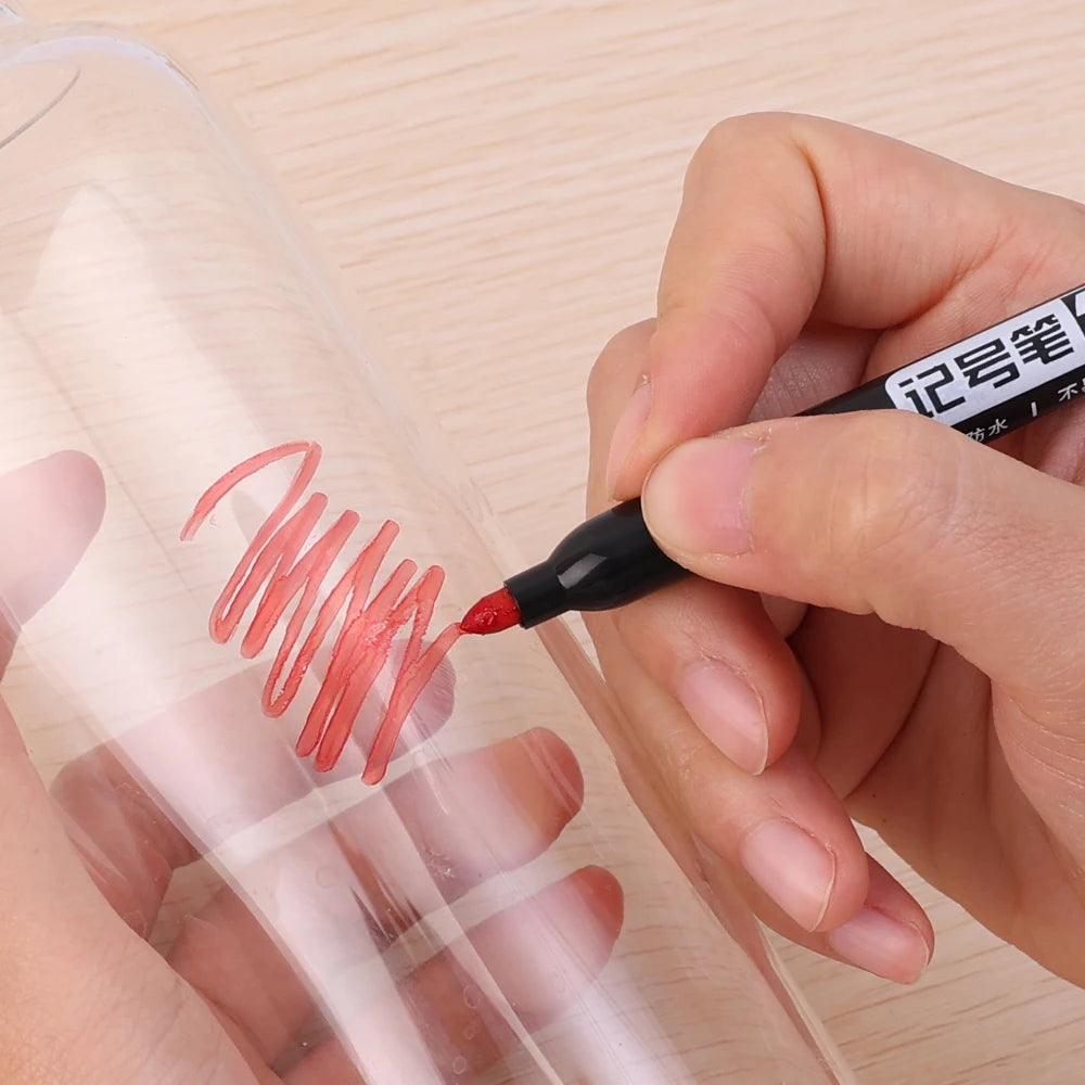 Permanent Maker Pen Set-Waterproof Drawing Markers in Black, Blue & Red