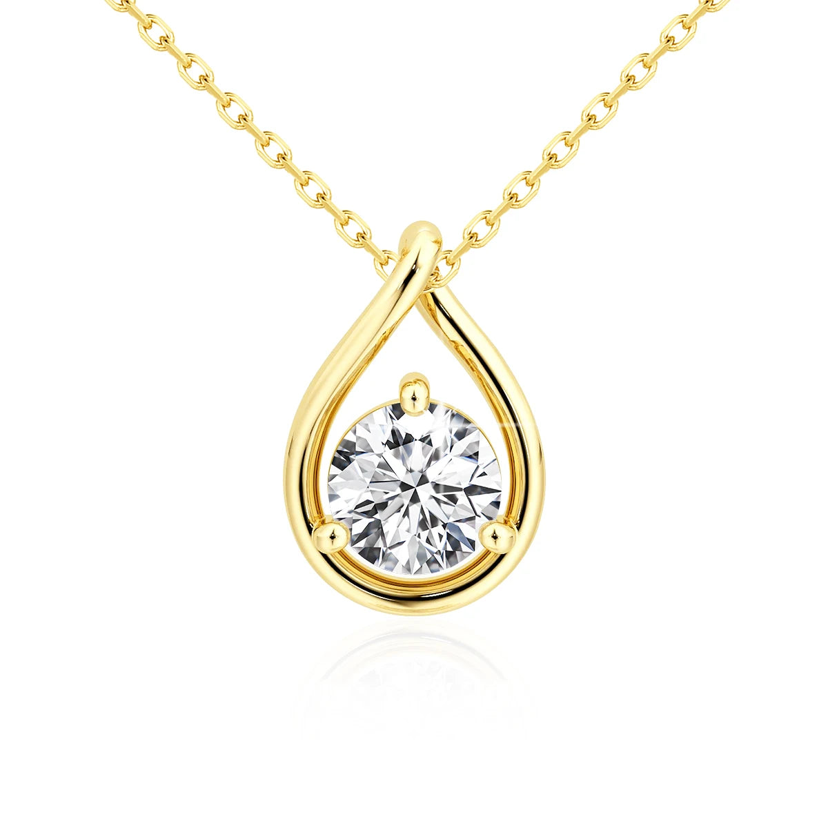 14K Gold Plated Pear Moissanite Solitaire Pendant Necklace Diamond Certificate Included